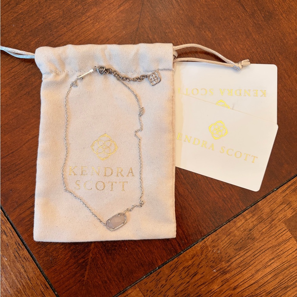 Kendra Scott Silver Necklace with Light Gray Stone